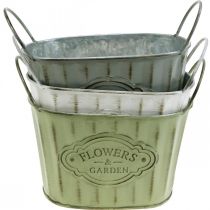 Prodotto Vaso da fiori in metallo portapiante con manici verde, bianco, grigio L24cm H14,5cm 3 pezzi