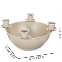 Prodotto Portacandele con 4 supporti, corona d'Avvento moderna, beige, 15 cm