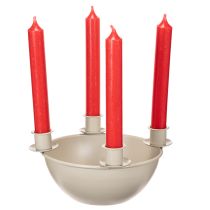Prodotto Portacandele con 4 supporti, corona d'Avvento moderna, beige, 15 cm