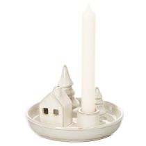 Prodotto Portacandele decorativo in ceramica con casetta e alberi, 16 cm