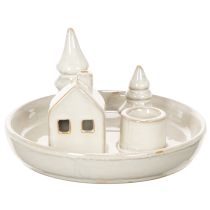 Prodotto Portacandele decorativo in ceramica con casetta e alberi, 16 cm