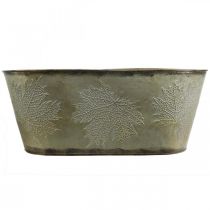 Prodotto Vaso autunnale, ciotola per piante con foglie, decorazione in metallo dorato L38cm H15cm