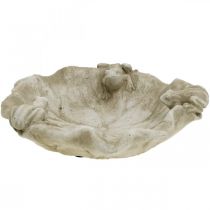 Bagno per uccelli con rane, figura da giardino in cemento, foglia di loto per bagno per uccelli L21 cm H7 cm