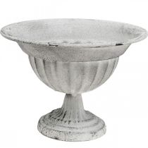 Coppa ciotola calice decorativo bianco in metallo Ø16 cm H11,5 cm