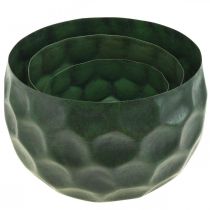Prodotto Vaso decorativo in metallo verde vintage fioriera Ø25 / 20,5 / 16,5 cm set di 3