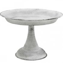 Ciotola decorativa con piede piatto decorativo in metallo bianco Ø22cm H15,5cm