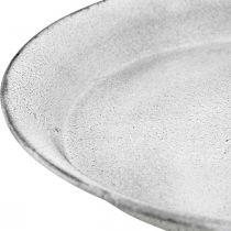 Ciotola decorativa con piede piatto decorativo in metallo bianco Ø22cm H15,5cm