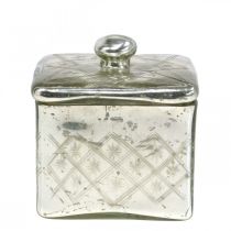 Barattolo in vetro con coperchio in vetro shabby decoro champagne 14×14×14,5 cm