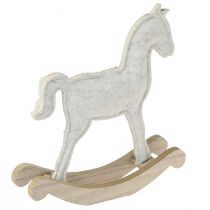 Formano Cavallo A Dondolo Decorativo In Pietra Artificiale – 22 Cm, Colore Crema/Rosso, Resistente Alle Intemperie
