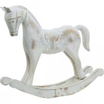 Cavallo a dondolo decorativo Natale bianco marrone 37x8x32cm