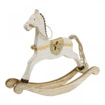 Prodotto Cavallo a dondolo in legno, decorazione natalizia bianco dorato H24cm