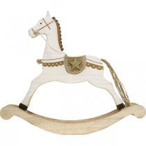 Prodotto Cavallo a dondolo in legno, decoro natalizio Bianco Dorato H32.5cm