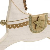 Prodotto Cavallo a dondolo in legno, decoro natalizio Bianco Dorato H32.5cm