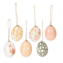 Prodotto Decorazioni a forma di uova di Pasqua come idee decorative. Deliziosi accessori per decorazioni pasquali, 6 cm, 6 pezzi.
