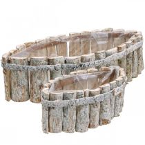 Ciotola per piante, scatola per piante in legno, jardiniere L37,5/28 cm H10/9 cm set di 2
