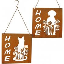Cartello in metallo patina, cartello per appendere cane gatto assortito 2 pezzi