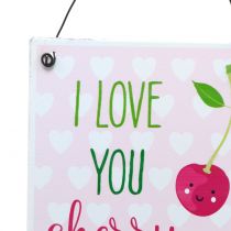 Prodotto Cartello sospeso "Ciliegia" 17 cm x 12 cm 4 pezzi - Cartello decorativo con una dichiarazione d'amore fruttata