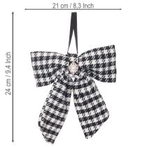 Prodotto Fiocco in tessuto con spilla e gancio, a quadri, 24 cm, 2 pezzi