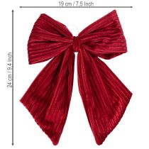 Prodotto Fiocco in velluto a coste rosso per decorazioni natalizie da appendere, 24 cm, 2 pezzi