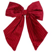 Prodotto Fiocco in velluto a coste rosso per decorazioni natalizie da appendere, 24 cm, 2 pezzi