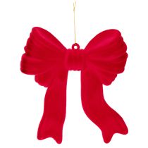 Prodotto Fiocco decorativo rosso da appendere, decorazione natalizia floccata, 22 cm