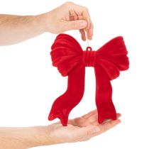 Prodotto Fiocco decorativo rosso da appendere, decorazione natalizia floccata, 22 cm