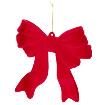 Prodotto Fiocco decorativo rosso da appendere, decorazione natalizia floccata, 22 cm