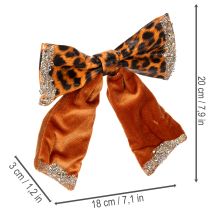 Prodotto Fiocco decorativo con stampa animalier leopardata, 20 cm, 3 pezzi