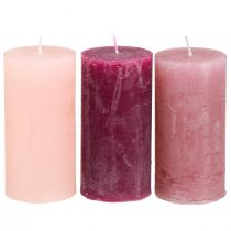 Prodotto Candele a colonna strette Pink Berry 3 colori 50x100mm 12 pz