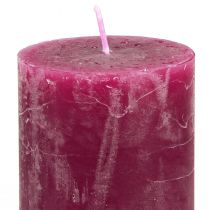 Prodotto Set di candele a colonna, colori rosa e bacche, aspetto rustico, 50x100 mm, 12 pezzi - decorazione per matrimoni, decorazione da tavola, serate romantiche