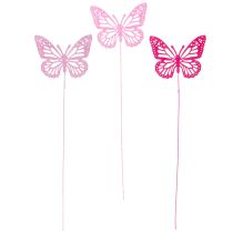 Prodotto Farfalle decorative su steli come delicati accenti per tavoli e fioriere, 8 cm, 18 pezzi