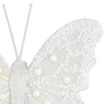 Prodotto Decorazione farfalla in bianco su clip 7,5 cm x 7 cm 4 pezzi