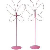 Prodotto Decorazione Farfalla in Metallo Primavera Fucsia Oro H35cm 2 pz