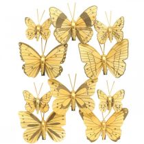 Farfalla primaverile con clip decorazione a molla dorata 6 cm 10 pezzi in un set