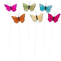 Prodotto Farfalle decorative su filo per decorazioni da tavola colorate, 7 cm, 12 pezzi
