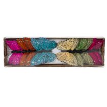 Prodotto Farfalle decorative su filo per decorazioni da tavola colorate, 7 cm, 12 pezzi