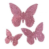 Prodotto Decorazione da controllare Butterfly Pink-Glitter 5/4 / 3cm 24pcs