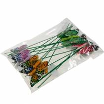 Prodotto Farfalla decorativa su bastoncino con tappo a fiore decorazione a molla 16 pezzi