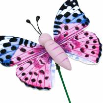 Prodotto Farfalla decorativa su bastoncino con tappo a fiore decorazione a molla 16 pezzi