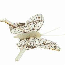 Farfalla decorativa con clip in metallo argento naturale assortito H4,9 cm / 5,8 cm / 7,4 cm 6 pezzi in un set