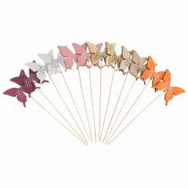Prodotto Spina fiore in legno farfalla colorata 9cm/29cm 12pz