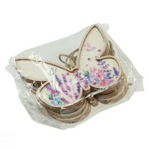 Prodotto Decorazione in legno a forma di farfalla, appendino in lino 11,5x9,5cm 6 pezzi