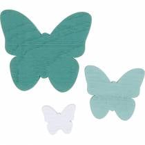 Farfalle per spolverare decoro in legno verde, menta, bianco 29pz