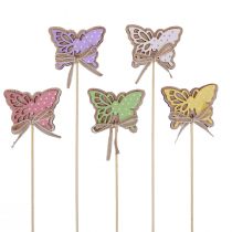 Prodotto Tappi per fiori decorativi primaverili farfalle in legno 6 cm 10 pezzi