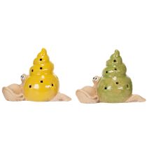 Prodotto Lumaca decorativa in ceramica con illuminazione a LED. Divertente decorazione da tavolo per casa e balcone. 12 cm, 2 pezzi.