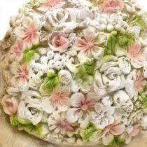 Lumaca con decorazione floreale, animale da giardino, lumaca decorativa, decorazione estiva marrone/rosa/verde H13,5 cm L19 cm