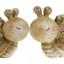 Lumaca con fiori decorazione estiva lumache da giardino marrone/rosa/verde 9,5 cm set da 2