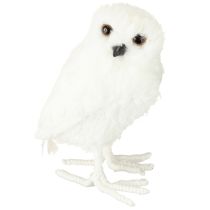 Prodotto Gufo delle nevi, gufo decorativo bianco con pelliccia e piume, 15,5 cm, 2 pezzi