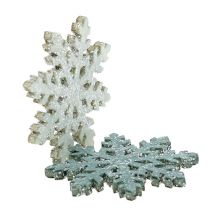 Fiocco di neve con glitter legno 4 cm grigio 72 pezzi
