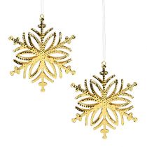 Fiocco di neve in metallo oro 10 cm 4 pezzi